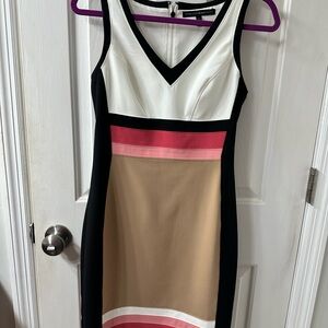 White House Black Market V-Neck Colorblock Midi Dress